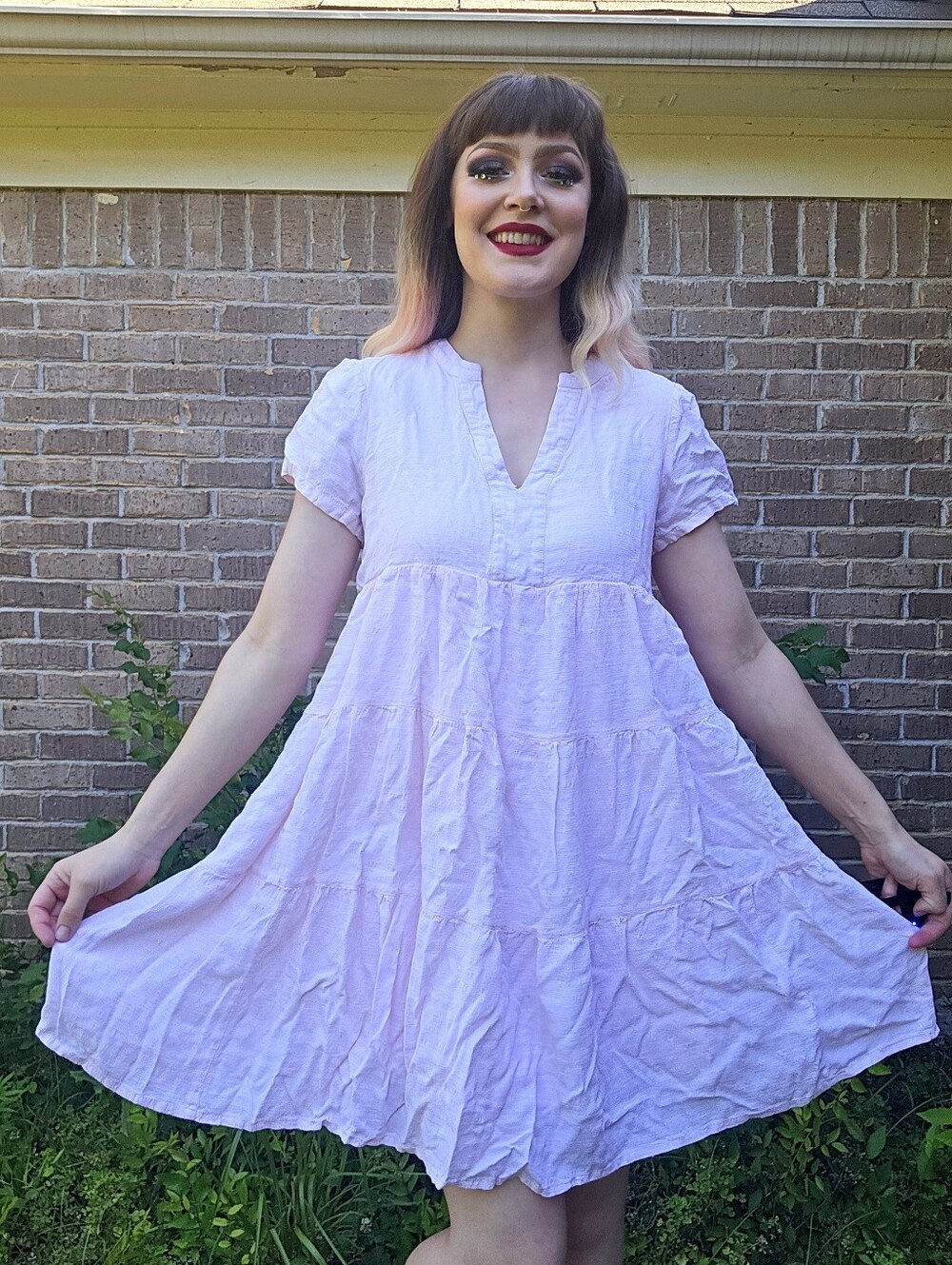 Maeve Anthropologie Light Pink Pastel Short Babydoll Mini Dress Size Medium